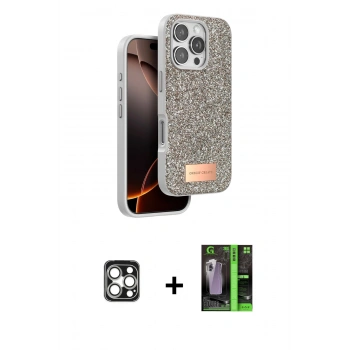 MARSİLYAN™- iPhone 16 Pro Max Kılıf Vadi Klasik Serisi - Şeffaf 360 Full Body Arka Koruyucu + PVD Metal Kamera Lens - GS