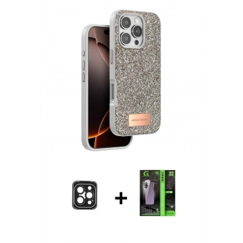 MARSİLYAN™- iPhone 16 Pro Max Kılıf Vadi Klasik Serisi - Şeffaf 360 Full Body Arka Koruyucu + PVD Metal Kamera Lens - SH
