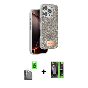 MARSİLYAN™- iPhone 16 Pro Max Kılıf Vadi Klasik Serisi - Şeffaf 360 Full Body Arka Koruyucu + Raze Metal Kamera Lens - SH