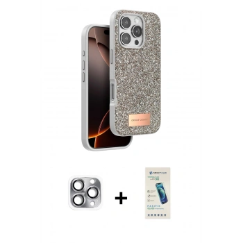 MARSİLYAN™- iPhone 16 Pro Max Kılıf Vadi Klasik Serisi - Şeffaf Pasifik Cam Ekran Koruyucu + Pers Alüminyum Kamera Lens - GI