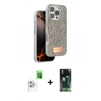 MARSİLYAN™- iPhone 16 Pro Max Kılıf Vadi Klasik Serisi - Siyah 360 Mat Full Body Arka Koruyucu + Raze Metal Kamera Lens - BZ