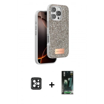 MARSİLYAN™- iPhone 16 Pro Max Kılıf Vadi Klasik Serisi - Siyah 360 Mat Full Body Arka Koruyucu + PVD Metal Kamera Lens - SH