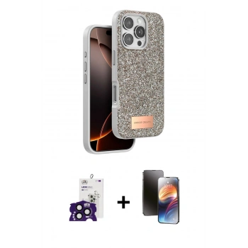MARSİLYAN™- iPhone 16 Pro Max Kılıf Vadi Klasik Serisi - Siyah 3D Antistatik Mat Seramik Nano Ekran Koruyucu + Bilvis Titan Kamera Lens - SH