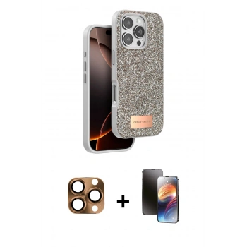MARSİLYAN™- iPhone 16 Pro Max Kılıf Vadi Klasik Serisi - Siyah 3D Antistatik Mat Seramik Nano Ekran Koruyucu + Pers Alüminyum Kamera Lens - CLTM