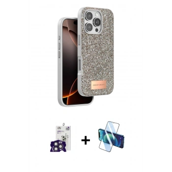 MARSİLYAN™- iPhone 16 Pro Max Kılıf Vadi Klasik Serisi - Siyah 3D Antistatik Seramik Nano Ekran Koruyucu + Bilvis Titan Kamera Lens - TMGI