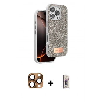 MARSİLYAN™- iPhone 16 Pro Max Kılıf Vadi Klasik Serisi - Siyah Bilvis 3D Cam Ekran Koruyucu + Pers Alüminyum Kamera Lens - CLTM