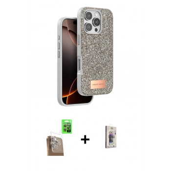 MARSİLYAN™- iPhone 16 Pro Max Kılıf Vadi Klasik Serisi - Siyah Bilvis 3D Cam Ekran Koruyucu + Raze Metal Kamera Lens - CLTM