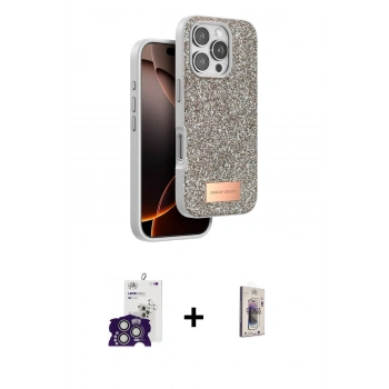 MARSİLYAN™- iPhone 16 Pro Max Kılıf Vadi Klasik Serisi - Siyah Bilvis 3D Cam Ekran Koruyucu + Bilvis Titan Kamera Lens - GS
