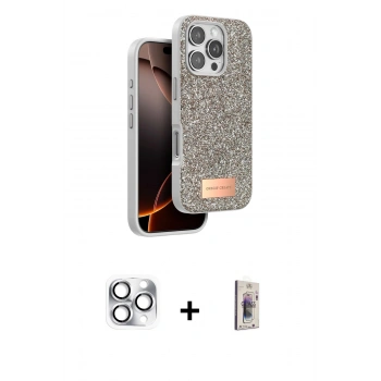 MARSİLYAN™- iPhone 16 Pro Max Kılıf Vadi Klasik Serisi - Siyah Bilvis 3D Cam Ekran Koruyucu + Pers Alüminyum Kamera Lens - GS