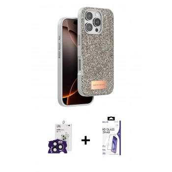 MARSİLYAN™- iPhone 16 Pro Max Kılıf Vadi Klasik Serisi - Siyah Bilvis 3X AR HD Cam Ekran Koruyucu + Bilvis Titan Kamera Lens - SH