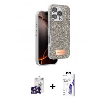 MARSİLYAN™- iPhone 16 Pro Max Kılıf Vadi Klasik Serisi - Siyah Bilvis 3X AR HD Cam Ekran Koruyucu + Bilvis Titan Kamera Lens - TMGI