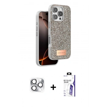 MARSİLYAN™- iPhone 16 Pro Max Kılıf Vadi Klasik Serisi - Siyah Bilvis 3X AR HD Cam Ekran Koruyucu + Pers Alüminyum Kamera Lens - GS