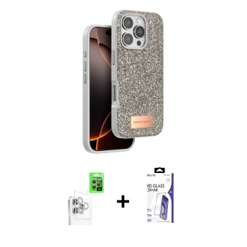 MARSİLYAN™- iPhone 16 Pro Max Kılıf Vadi Klasik Serisi - Siyah Bilvis 3X AR HD Cam Ekran Koruyucu + Raze Metal Kamera Lens - BZ