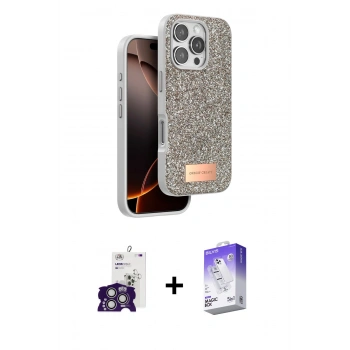 MARSİLYAN™- iPhone 16 Pro Max Kılıf Vadi Klasik Serisi - Siyah Bilvis 5in1 3D Magic Cam Ekran Koruyucu + Bilvis Titan Kamera Lens - GS