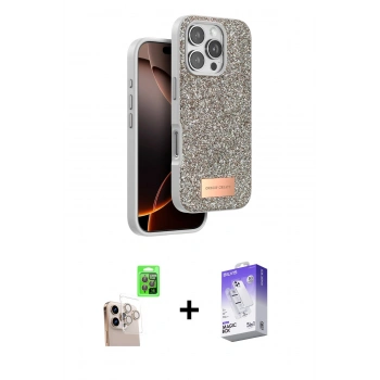 MARSİLYAN™- iPhone 16 Pro Max Kılıf Vadi Klasik Serisi - Siyah Bilvis 5in1 3D Magic Cam Ekran Koruyucu + Raze Metal Kamera Lens - NLGY