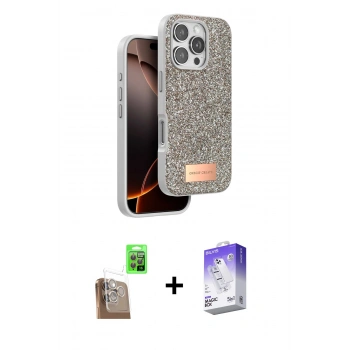 MARSİLYAN™- iPhone 16 Pro Max Kılıf Vadi Klasik Serisi - Siyah Bilvis 5in1 3D Magic Cam Ekran Koruyucu + Raze Metal Kamera Lens - CLTM