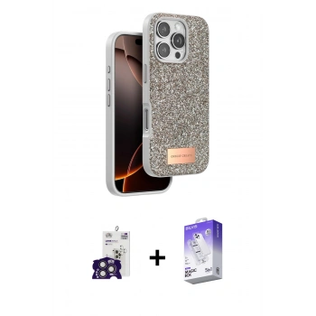 MARSİLYAN™- iPhone 16 Pro Max Kılıf Vadi Klasik Serisi - Siyah Bilvis 5in1 3D Magic Cam Ekran Koruyucu + Bilvis Titan Kamera Lens - TMGI