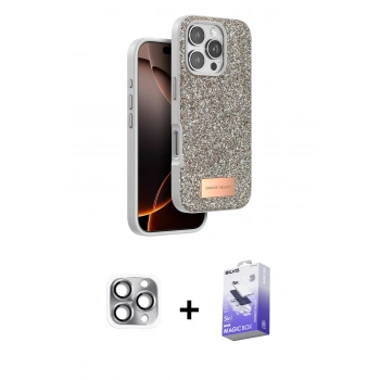MARSİLYAN™- iPhone 16 Pro Max Kılıf Vadi Klasik Serisi - Siyah Bilvis 5in1 5D Magic Hayalet Cam Ekran Koruyucu + Pers Alüminyum Kamera Lens - GI
