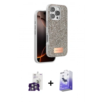 MARSİLYAN™- iPhone 16 Pro Max Kılıf Vadi Klasik Serisi - Siyah Bilvis 5in1 5D Magic Hayalet Cam Ekran Koruyucu + Bilvis Titan Kamera Lens - GS