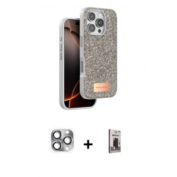MARSİLYAN™- iPhone 16 Pro Max Kılıf Vadi Klasik Serisi - Siyah Bilvis Hayalet Cam Ekran Koruyucu + Pers Alüminyum Kamera Lens - GI