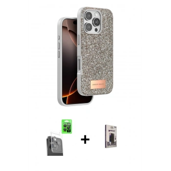 MARSİLYAN™- iPhone 16 Pro Max Kılıf Vadi Klasik Serisi - Siyah Bilvis Hayalet Cam Ekran Koruyucu + Raze Metal Kamera Lens - SH