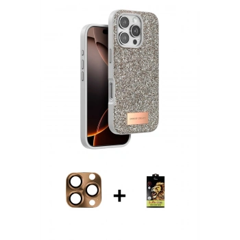 MARSİLYAN™- iPhone 16 Pro Max Kılıf Vadi Klasik Serisi - Siyah Buffer Cam Ekran Koruyucu + Pers Alüminyum Kamera Lens - CLTM