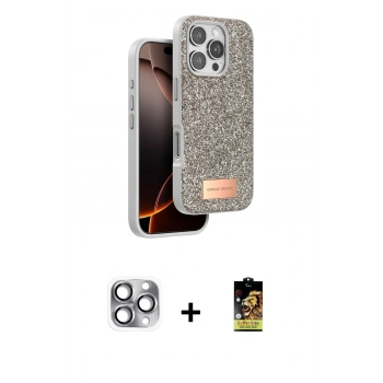 MARSİLYAN™- iPhone 16 Pro Max Kılıf Vadi Klasik Serisi - Siyah Buffer Cam Ekran Koruyucu + Pers Alüminyum Kamera Lens - GI