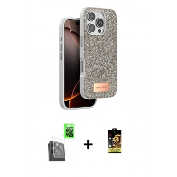 MARSİLYAN™- iPhone 16 Pro Max Kılıf Vadi Klasik Serisi - Siyah Buffer Cam Ekran Koruyucu + Raze Metal Kamera Lens - SH