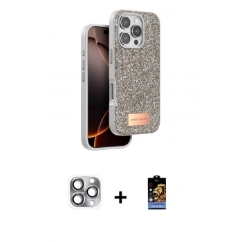 MARSİLYAN™- iPhone 16 Pro Max Kılıf Vadi Klasik Serisi - Siyah Buffer Hayalet Cam Ekran Koruyucu + Pers Alüminyum Kamera Lens - GI