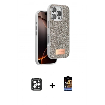 MARSİLYAN™- iPhone 16 Pro Max Kılıf Vadi Klasik Serisi - Siyah Buffer Hayalet Cam Ekran Koruyucu + PVD Metal Kamera Lens - SH