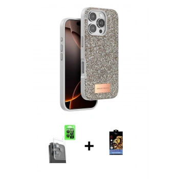 MARSİLYAN™- iPhone 16 Pro Max Kılıf Vadi Klasik Serisi - Siyah Buffer Hayalet Cam Ekran Koruyucu + Raze Metal Kamera Lens - SH