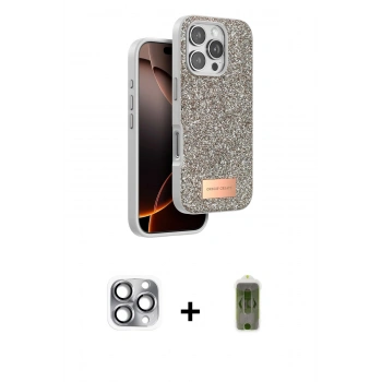MARSİLYAN™- iPhone 16 Pro Max Kılıf Vadi Klasik Serisi - Siyah Joko Magic 5D Hayalet Cam + Pers Alüminyum Kamera Lens - GI