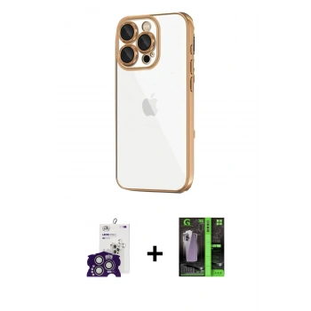 MARSİLYAN™- iPhone 16 Pro Max Kılıf Vadi Minimal - Şeffaf 360 Full Body Arka Koruyucu + Bilvis Titan Kamera Lens - GS