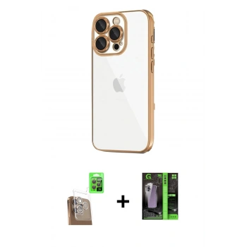MARSİLYAN™- iPhone 16 Pro Max Kılıf Vadi Minimal - Şeffaf 360 Full Body Arka Koruyucu + Raze Metal Kamera Lens - CLTM