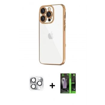 MARSİLYAN™- iPhone 16 Pro Max Kılıf Vadi Minimal - Şeffaf 360 Full Body Arka Koruyucu + Pers Alüminyum Kamera Lens - GS