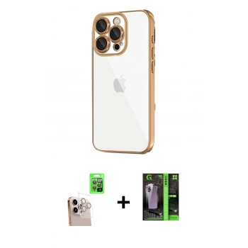 MARSİLYAN™- iPhone 16 Pro Max Kılıf Vadi Minimal - Şeffaf 360 Full Body Arka Koruyucu + Raze Metal Kamera Lens - NLGY