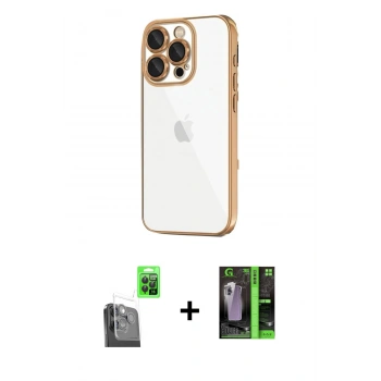 MARSİLYAN™- iPhone 16 Pro Max Kılıf Vadi Minimal - Şeffaf 360 Full Body Arka Koruyucu + Raze Metal Kamera Lens - SH