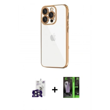 MARSİLYAN™- iPhone 16 Pro Max Kılıf Vadi Minimal - Şeffaf 360 Full Body Arka Koruyucu + Bilvis Titan Kamera Lens - TMGI