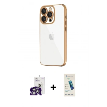 MARSİLYAN™- iPhone 16 Pro Max Kılıf Vadi Minimal - Şeffaf Pasifik Cam Ekran Koruyucu + Bilvis Titan Kamera Lens - GS