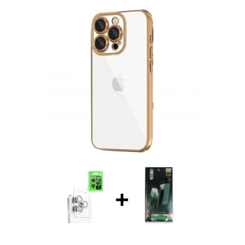 MARSİLYAN™- iPhone 16 Pro Max Kılıf Vadi Minimal - Siyah 360 Mat Full Body Arka Koruyucu + Raze Metal Kamera Lens - BZ