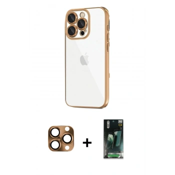 MARSİLYAN™- iPhone 16 Pro Max Kılıf Vadi Minimal - Siyah 360 Mat Full Body Arka Koruyucu + Pers Alüminyum Kamera Lens - CLTM