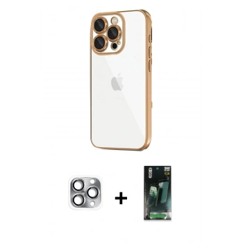 MARSİLYAN™- iPhone 16 Pro Max Kılıf Vadi Minimal - Siyah 360 Mat Full Body Arka Koruyucu + Pers Alüminyum Kamera Lens - GI