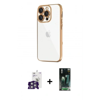 MARSİLYAN™- iPhone 16 Pro Max Kılıf Vadi Minimal - Siyah 360 Mat Full Body Arka Koruyucu + Bilvis Titan Kamera Lens - GS