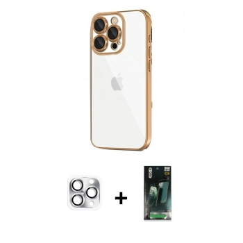 MARSİLYAN™- iPhone 16 Pro Max Kılıf Vadi Minimal - Siyah 360 Mat Full Body Arka Koruyucu + Pers Alüminyum Kamera Lens - GS