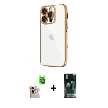MARSİLYAN™- iPhone 16 Pro Max Kılıf Vadi Minimal - Siyah 360 Mat Full Body Arka Koruyucu + Raze Metal Kamera Lens - NLGY