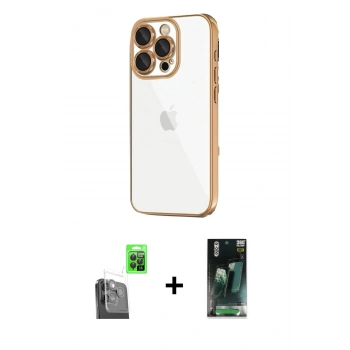 MARSİLYAN™- iPhone 16 Pro Max Kılıf Vadi Minimal - Siyah 360 Mat Full Body Arka Koruyucu + Raze Metal Kamera Lens - SH