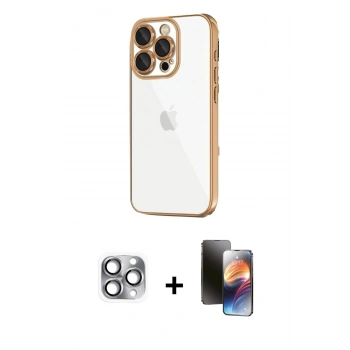 MARSİLYAN™- iPhone 16 Pro Max Kılıf Vadi Minimal - Siyah 3D Antistatik Mat Seramik Nano Ekran Koruyucu + Pers Alüminyum Kamera Lens - GI