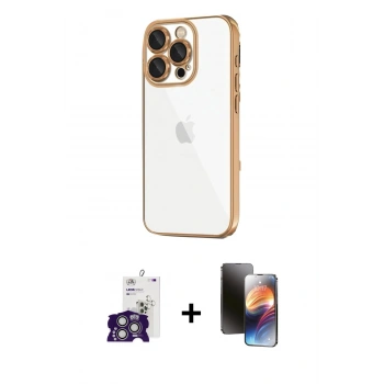 MARSİLYAN™- iPhone 16 Pro Max Kılıf Vadi Minimal - Siyah 3D Antistatik Mat Seramik Nano Ekran Koruyucu + Bilvis Titan Kamera Lens - GS