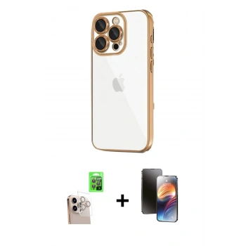MARSİLYAN™- iPhone 16 Pro Max Kılıf Vadi Minimal - Siyah 3D Antistatik Mat Seramik Nano Ekran Koruyucu + Raze Metal Kamera Lens - NLGY
