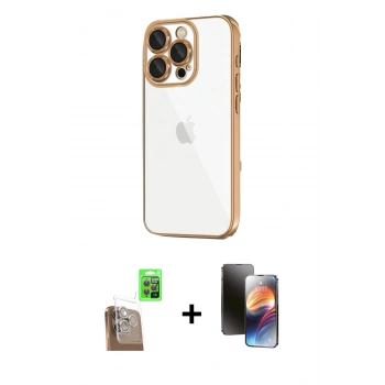 MARSİLYAN™- iPhone 16 Pro Max Kılıf Vadi Minimal - Siyah 3D Antistatik Mat Seramik Nano Ekran Koruyucu + Raze Metal Kamera Lens - CLTM